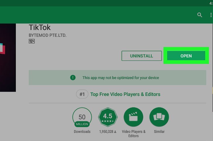 TikTok app open 