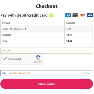 Purchase TikTok Followers Checkout