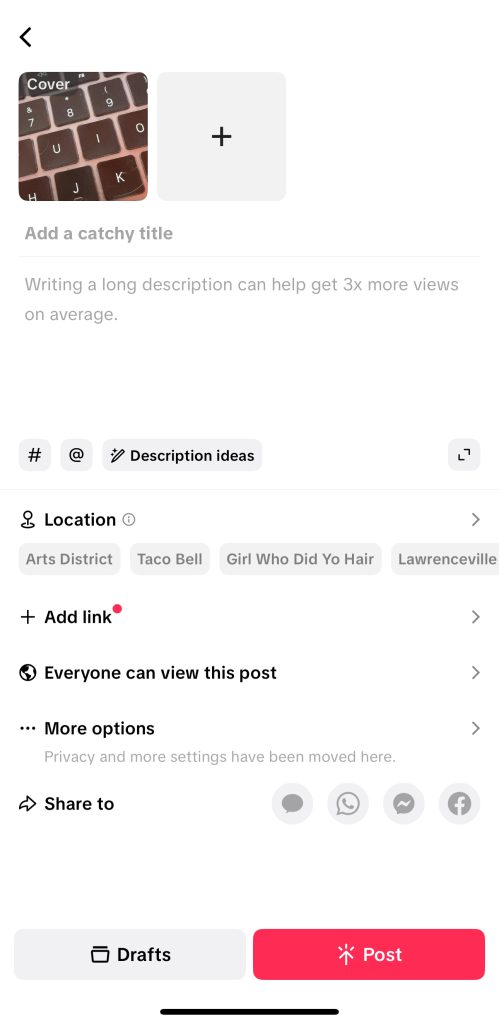 how to use tiktok create post